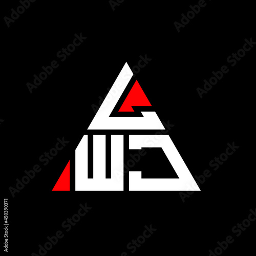 LWJ triangle letter logo design with triangle shape. LWJ triangle logo design monogram. LWJ triangle vector logo template with red color. LWJ triangular logo Simple, Elegant, and Luxurious Logo. LWJ  photo