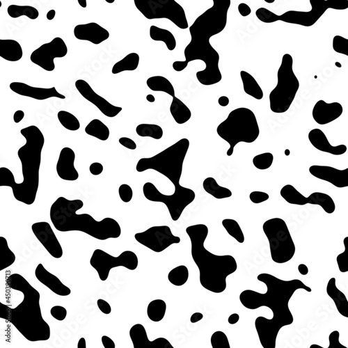 Seamless black and white cow hide spots pattern
