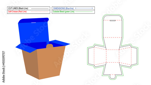 Favor bridal and baby shower gift boxes, cardboard paper food box Dieline template and 3D render