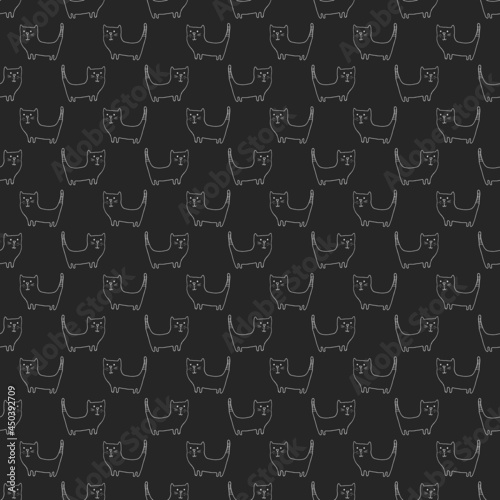 Cute cat seamless pattern. Cartoon cats background design, vector illustration