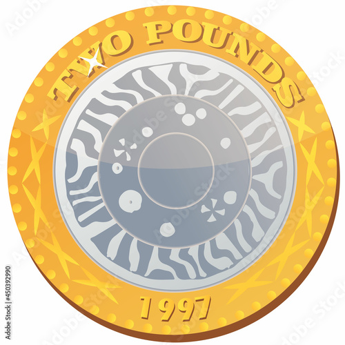  British money gold coin two pound with the coat of arms
