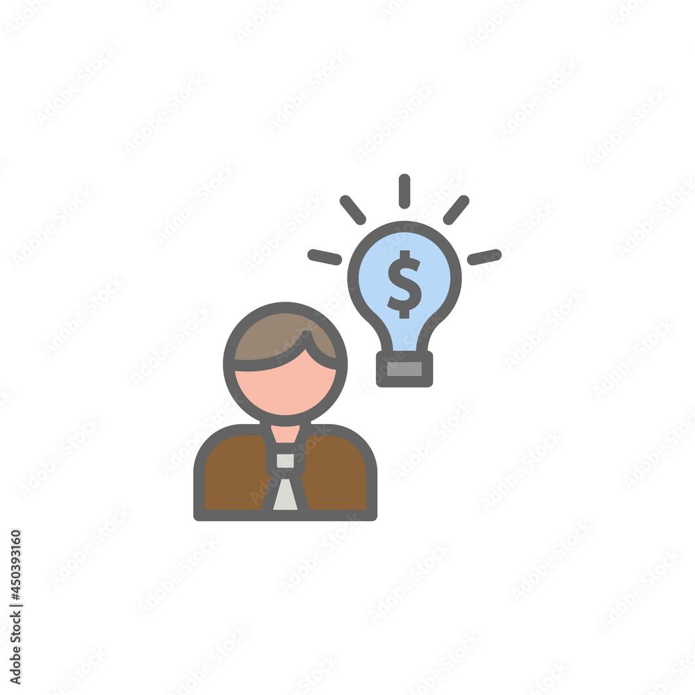 Idea man outline colored icon. Elements of Business illustration line colored icon. Signs and symbols can be used for web, logo, mobile app, UI, UX