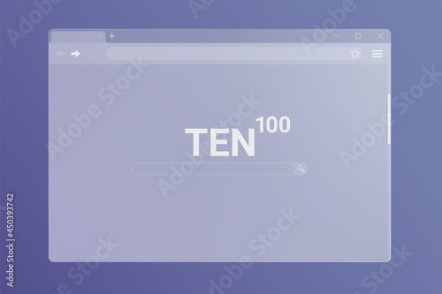 Internet browser window interface of translucent frosted glass. Ground glass web browser frame