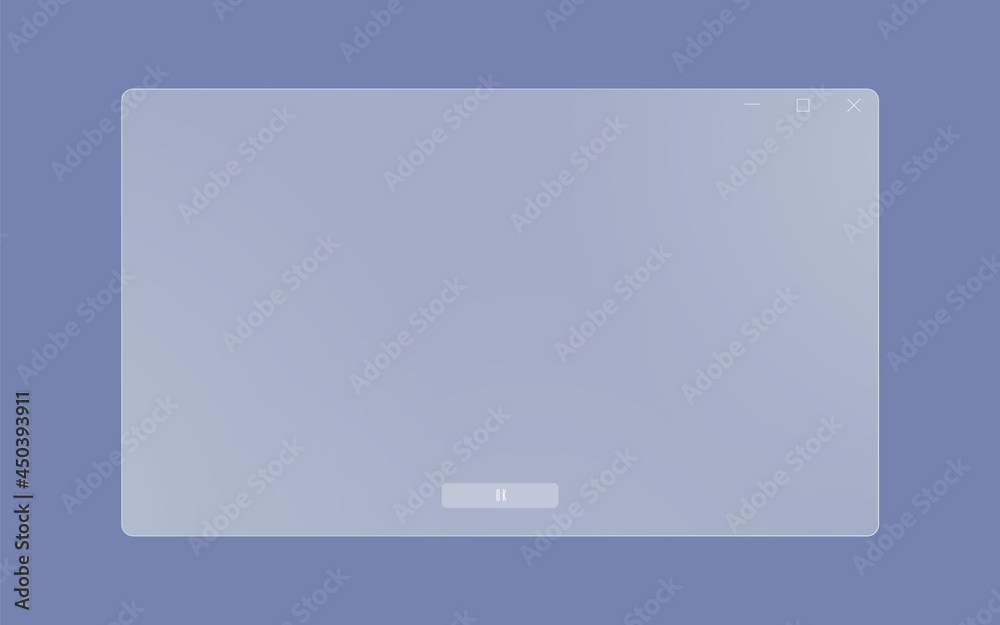 Glass dialog box. Transparent system pop up of frosted glass Glass dialog box. Transparent system pop up of frosted glass