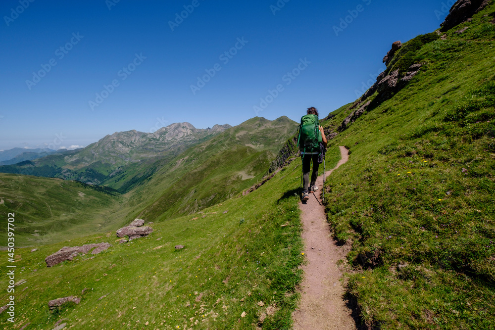 ascending Ayous peak, Ayous lakes tour, Pyrenees National Park, Pyrenees Atlantiques, France