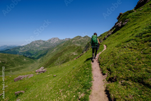 ascending Ayous peak, Ayous lakes tour, Pyrenees National Park, Pyrenees Atlantiques, France © Tolo