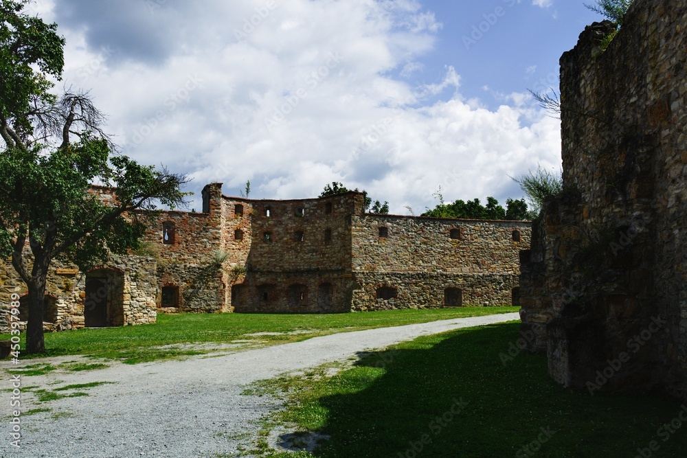The ruins of the castle Boskovice. Lower courtyard. Highlands. Moravia. Europe.