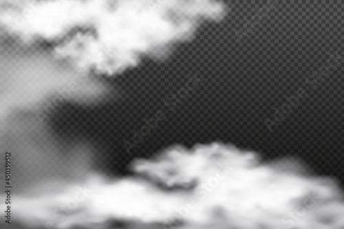 White vector cloudiness ,fog or smoke on dark checkered background.