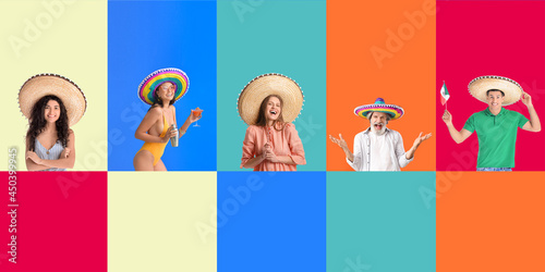 Set of Mexican people in so...