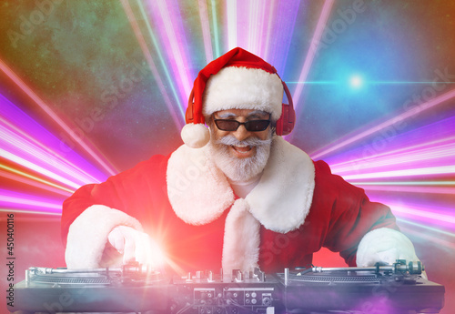 Cool Santa DJ playing music...