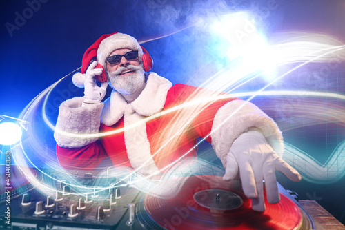 Cool Santa DJ playing music...