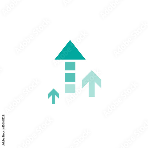 two blue arrows up on white background. Launch, upgraid icon.
