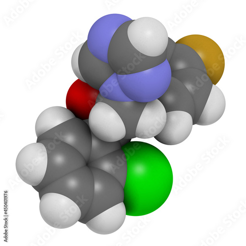 Epoxiconazole pesticide molecule. 3D rendering. photo