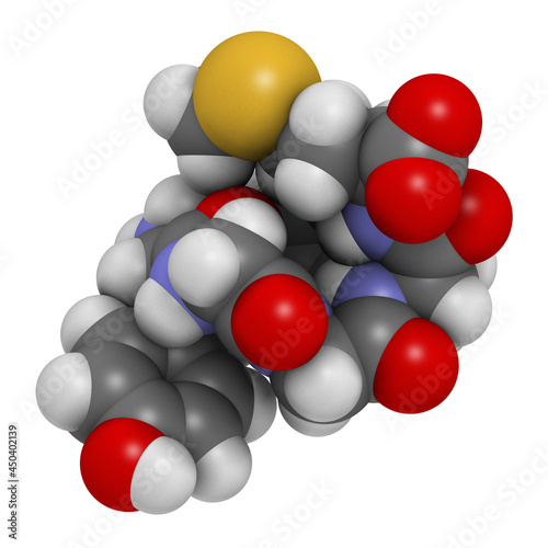 Met-enkephalin endogenous opioid peptide molecule. 3D rendering. photo