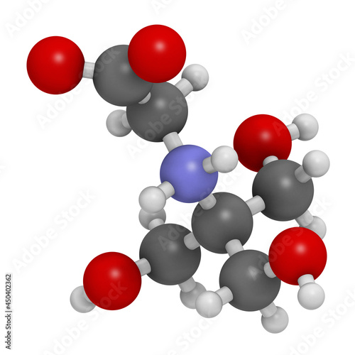 Tricine buffering agent molecule. 3D rendering. photo