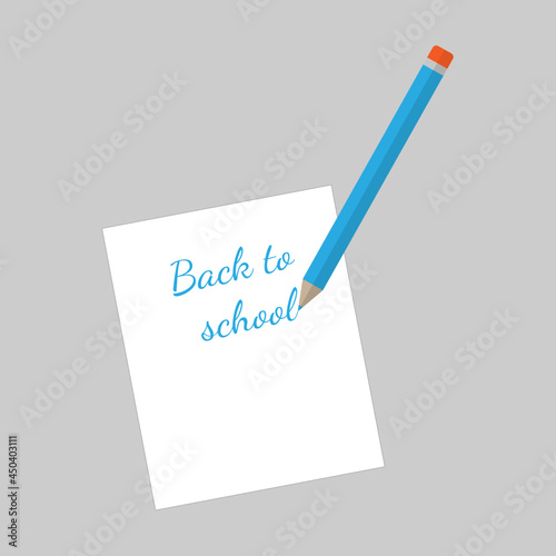 Back to school: blue pencil writing
