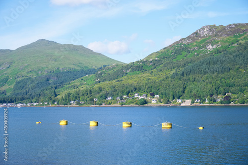 Loch Goil view of yellow buoys at Lochgoilhead