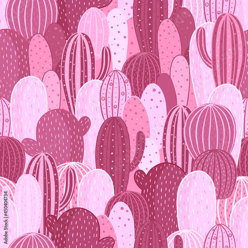 Seamless pattern cactus. Vector texture for textile, wrapping paper, packaging.