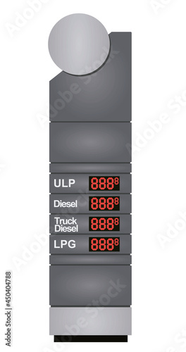 Petrol station pylon price board. vector