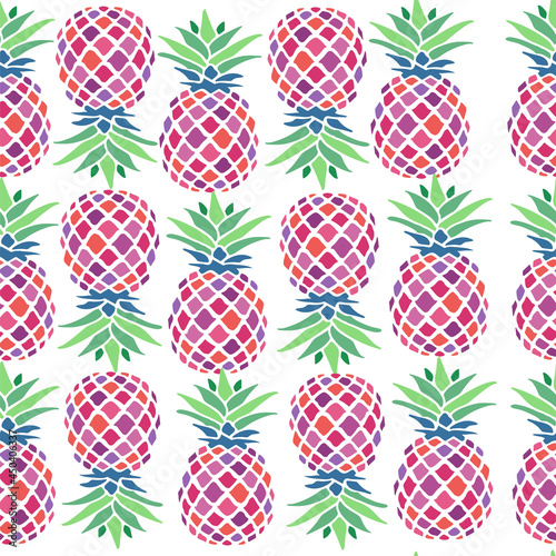 Colored pineapples seamless pattern