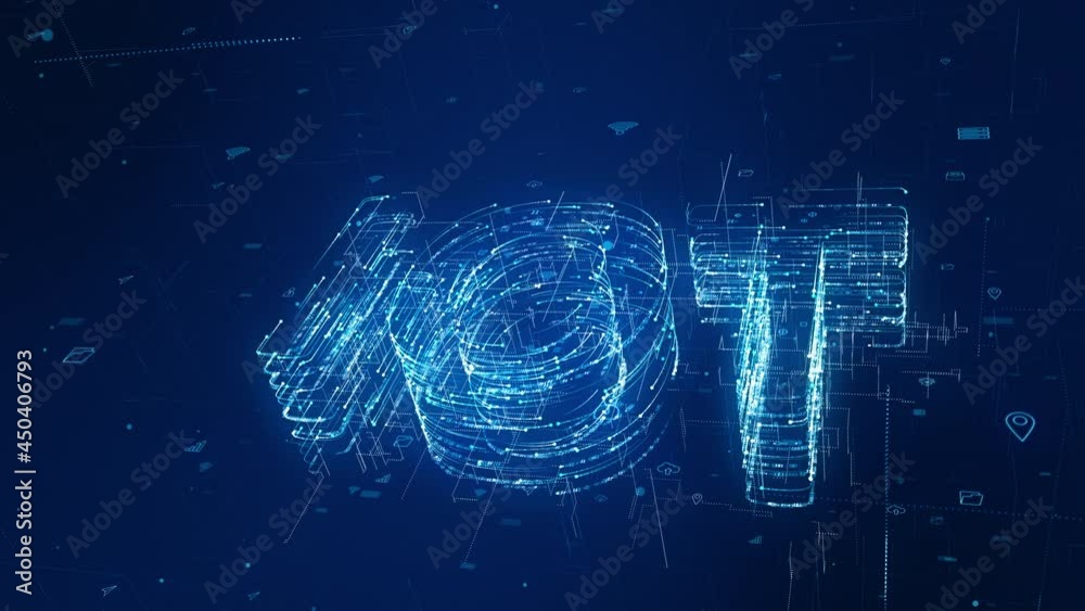 Motion graphic of Blue digital IOT (Internet of things) logo with ...