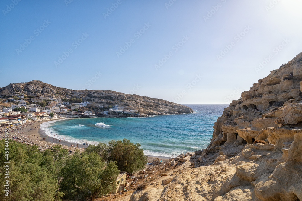 The Matala Caves on the Greek island of Crete