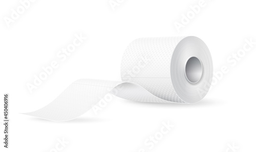 Vector realistic toilet paper roll white blank photo