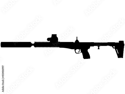 Sub 2000 GEN2 9mm or 40 caliber semi automatic folding carbine, rifle detailed realistic silhouette photo