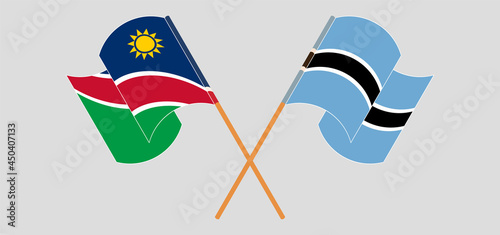 Crossed and waving flags of Namibia and Botswana