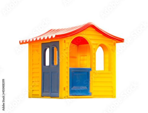 colorful plastic play house on white