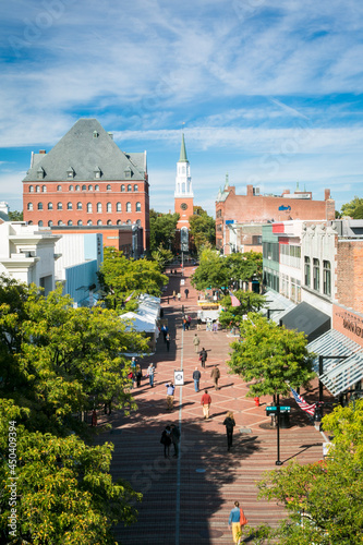 Εκτύπωση καμβά High Angle View of Church Street During Day, Burlington, Vermont