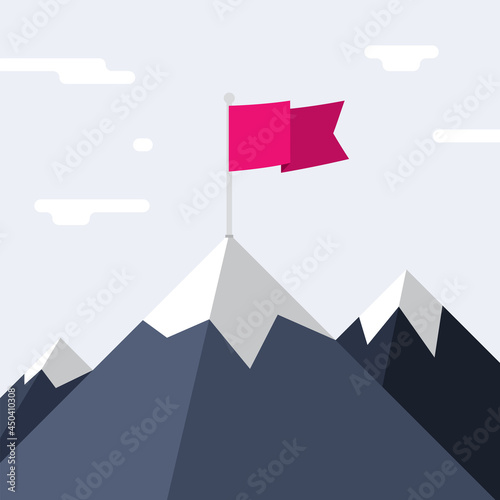 Mountain Achievement Success Flat Vector Icon