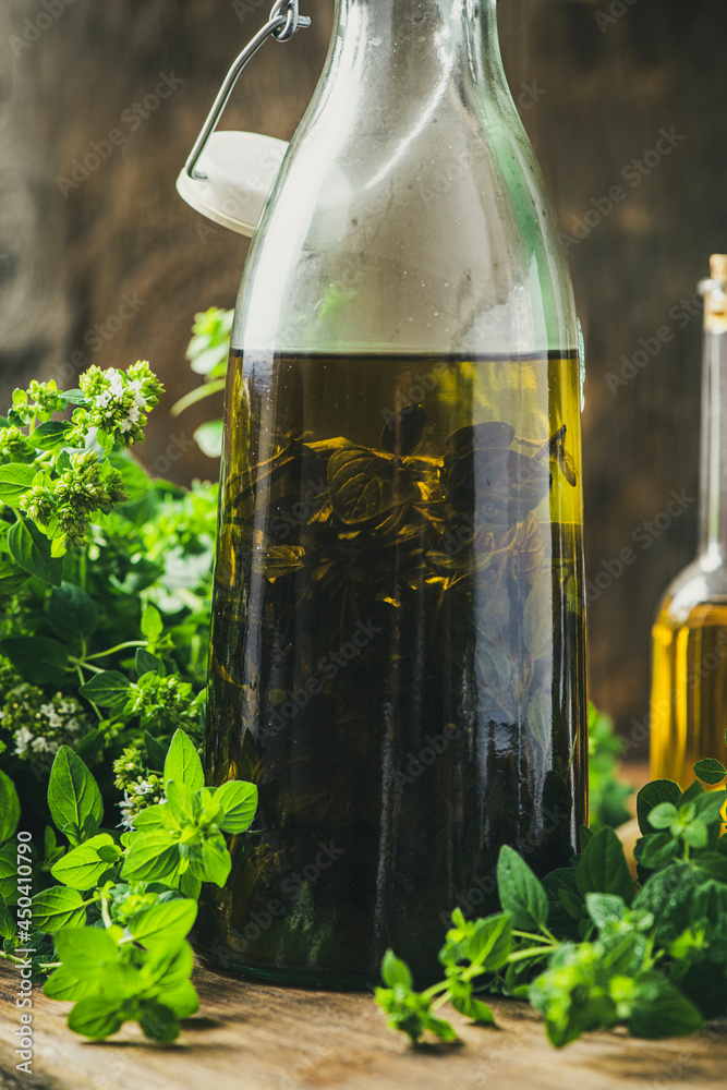 Olive Oil Infused with Fresh Oregano or Marjoram Leaves