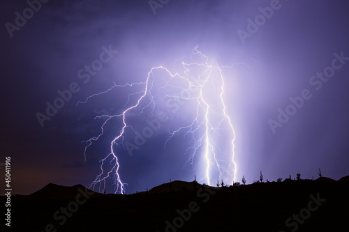 Branching lightning bolt strike from a storm