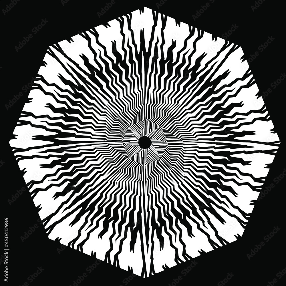 Obraz premium Geometric vector mandala with triangular elements. abstract ornament for wallpapers and backgrounds. Black and white pattern. 