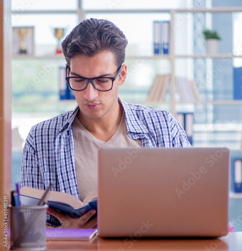 Student studying at home preparing for exam