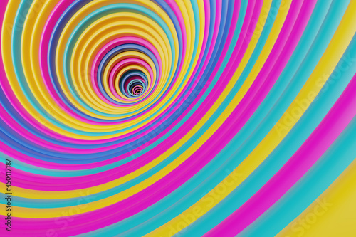 Colorful and vibrant circles swirl tunnel