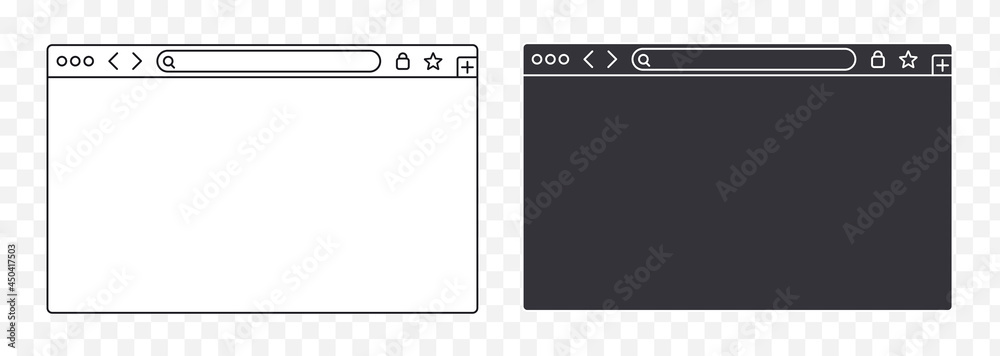 Minimalist computer browser window mockup vector illustration. Isolated ...