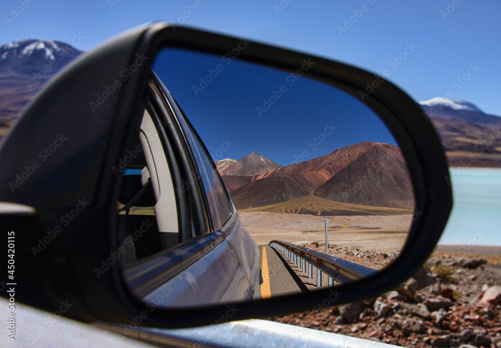 Road trip along the empty altiplano, Atacama Desert, Chile