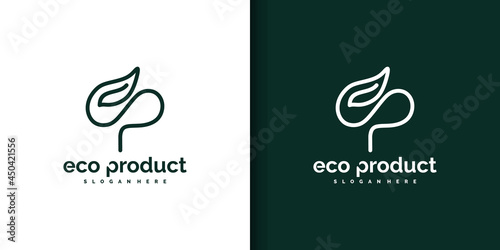 eco green shop logo, with minimalist design, logo reference for business