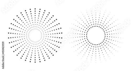 Halftone vector circle frame dots. Flat vector illustration isolated on white