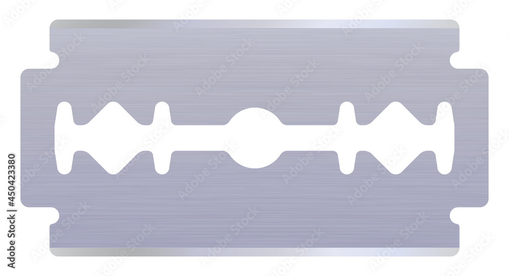 Realistic razor blade. Textured metal safety razor shape. A modern double-edge safety razor blade. 3D vector illustration isolated on white background. Realistic razor blade. Textured metal safety razor shape. A modern double-edge safety razor blade. 3D vector illustration isolated on white background.