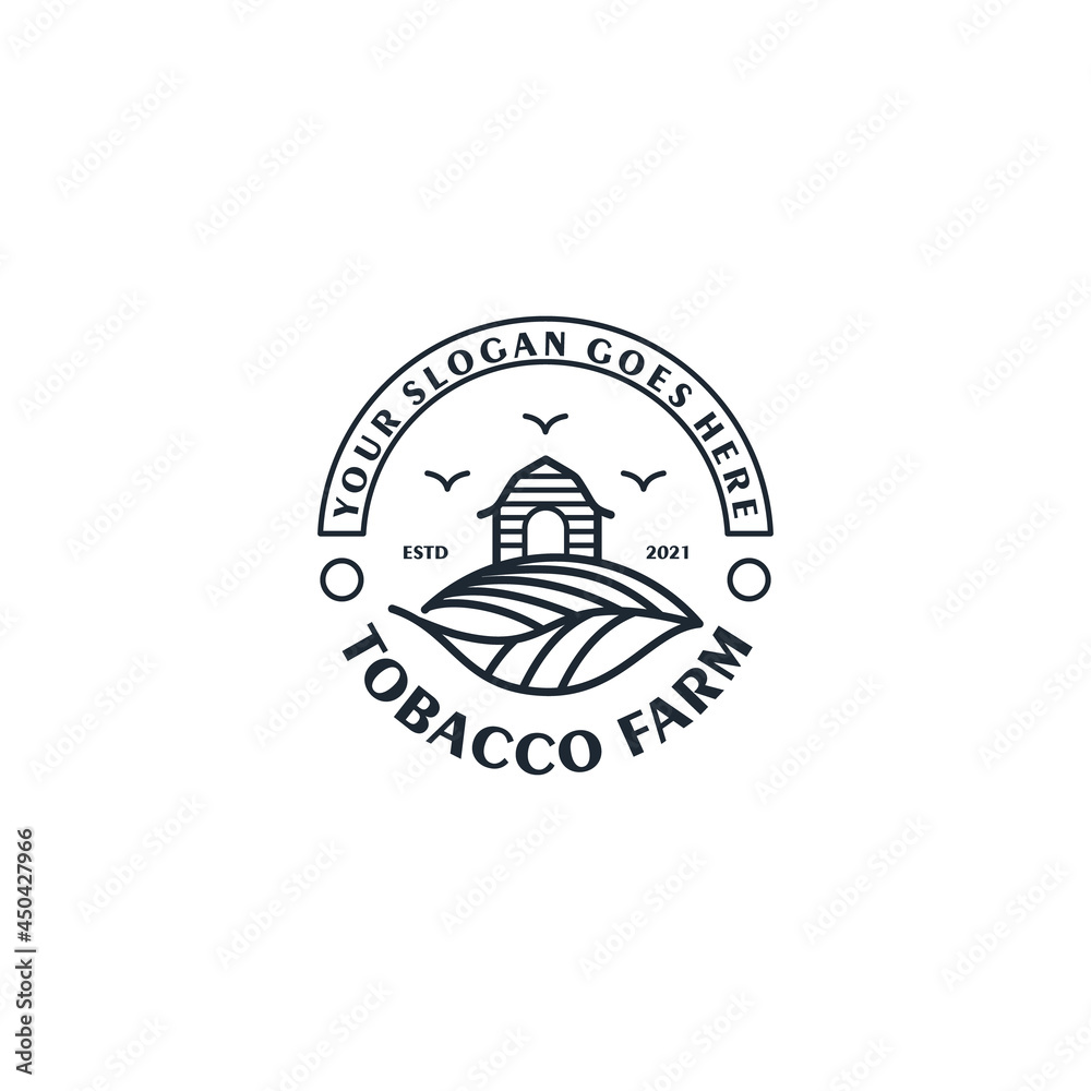 tobacco farm,vintage logo with line art, for business reference