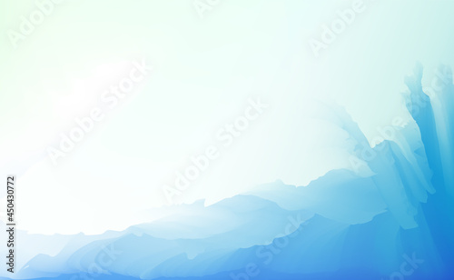 Horizontal abstract vector background in tender blue colors. Blurry seabed landscape. Illustration of calm and peaceful underwater view for wallpaper, banner or poster.