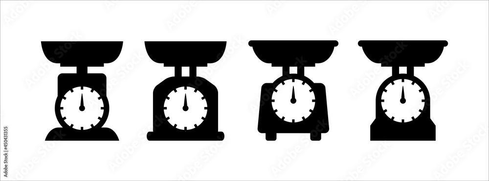 Kitchen weight scale icon vector set. Kitchen scale ware flat line icon illustration collection. Kitchen weight scale icon vector set. Kitchen scale ware flat line icon illustration collection.
