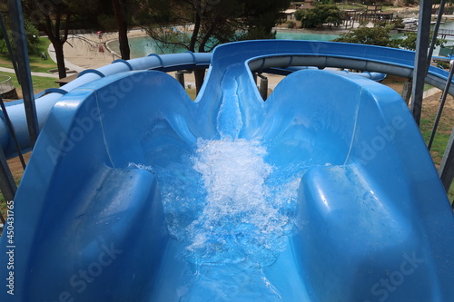 Slika na platnu Water Slide Chute at a Public Park Waiting for a Brave Rider at Yucaipa Regional