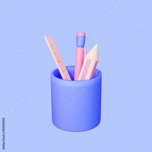 3d stationery illustration object renderd