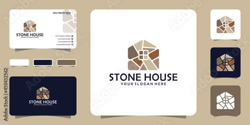 inspiration for the stone house logo design with colorful stone arrangements and business card designs