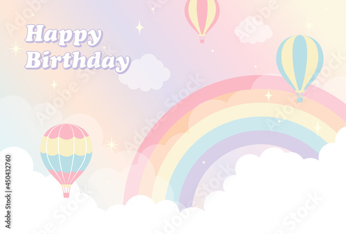 Fototapeta Naklejka Na Ścianę i Meble -  vector background with hot-air balloons and a rainbow in the sky for banners, cards, flyers, social media wallpapers, etc.