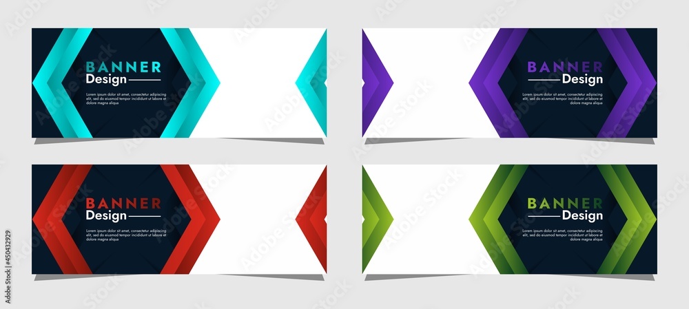 Collection of business banner background template design with simple geometric shapes
